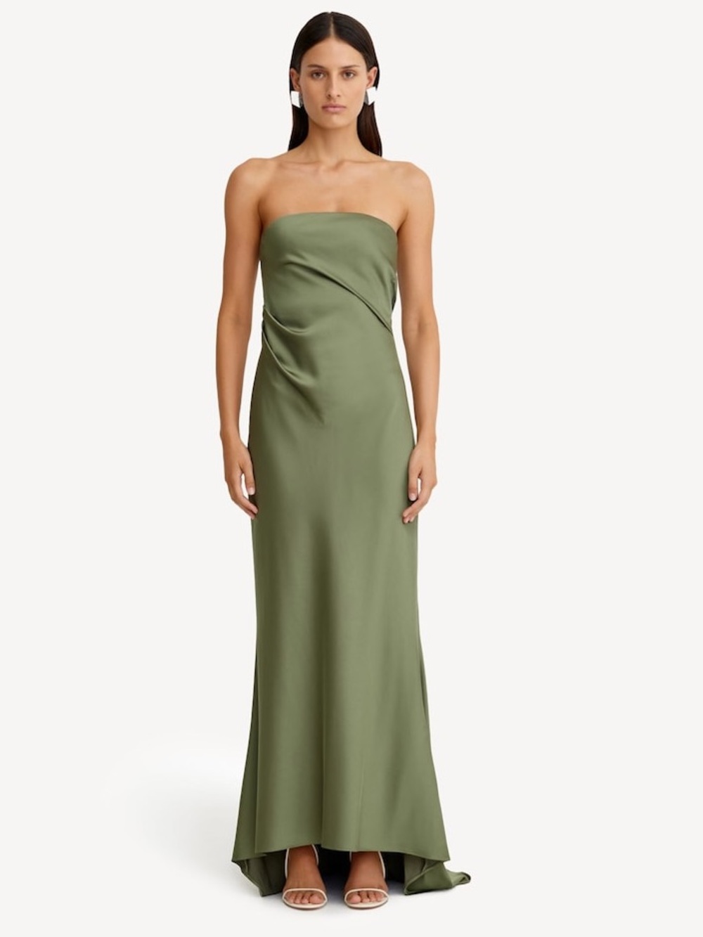 Significant Other Lucile Pesto Strapless Cowl Gown Maxi Dress US 8 NWOT